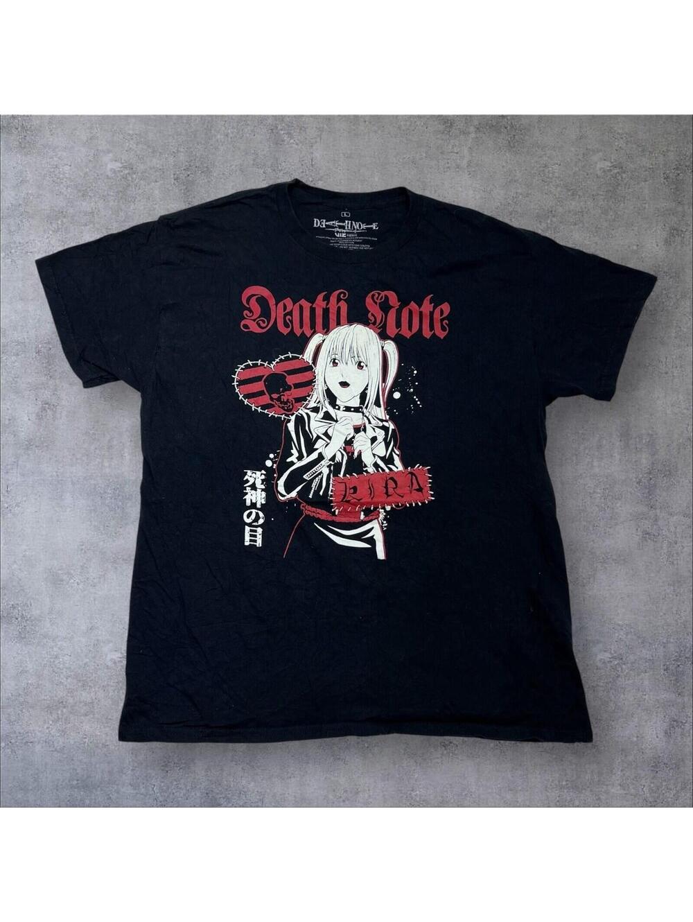 Vintage Style Y2K Death Note Anime Tv Show Promo Graphic Men’s Black Tee Large